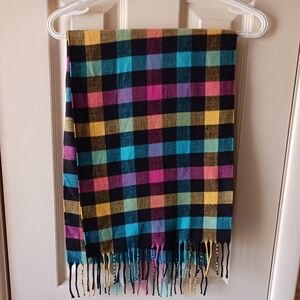 Cashmere Feel Colorful Checkered Scarf
